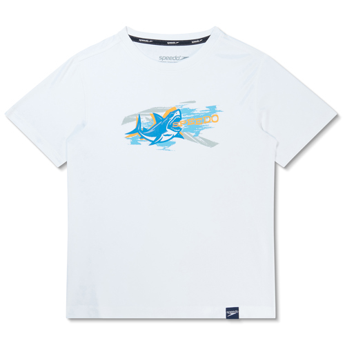 Speedo Graphic Short Sleeve Swim Shirt for Men White Large